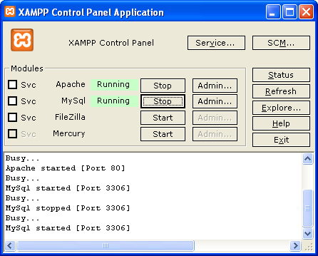 XAMPP Kontrollpanel Starta Apache (webbserver) 9 Arbeta