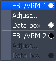 Radar 2. Välj alternativet Ta bort ekospår och tryck på ENTER. EBL/VRM En elektronisk bäringlinje (EBL) är en linje som används för att mäta bäringen till ett radareko.
