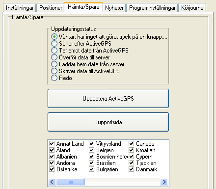 1.3 Hämta/Spara Denna del av programmet används mest, så fort AD-Teknik har nya positioner för nedladdning(anmäl Er till nyhetsbrevet på www.adteknik.