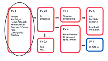 PV 1 Kontaktväg Kontaktvägarna är flera, oftast sker kontakt efter påstötning från anhöriga, hemtjänst eller förmedlas via distriktssköterska eller kommunsköterska.