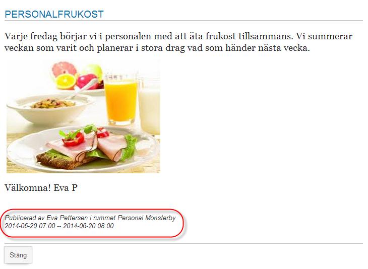 2 Nytt utseende på information i kalenderaktivitet Informationen om vem som skapat en kalenderaktivitet, för vilket