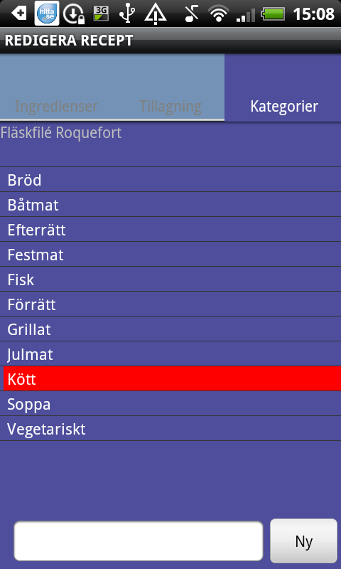 Tillagning Beskriv sedan tillagningen i ett antal steg. Inmatat data sparas automatiskt när du byter flik eller lämnar receptet.
