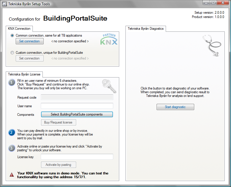 Setup Tools Uppkoppling mot KNX