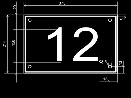 Vanlig lägenhetsnummerskylt LGH 101 Fig 5a. Utformning av lägenhetsnummerskyltar (mått enl fig 5) 2.4 Gatunummerskyltar Gatunummerskyltar tillverkas av 2,5mm emaljskylt med typsnitt Helvetica Medium.