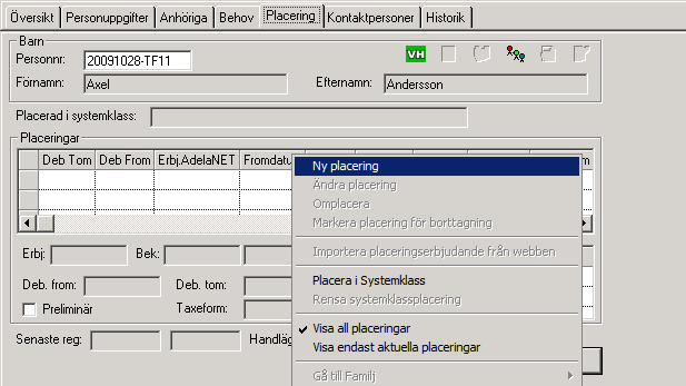 Klicka på Ny För varje anhörig, fyll i datum för inkomstförändringen samt summan av inkomsten.