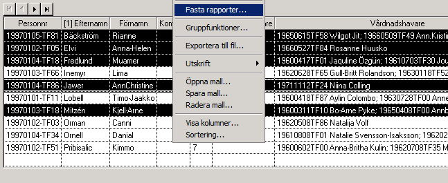 I urvalsträdet skriver du ut rapporter som rör t ex hela förskolan, avdelningar etc.