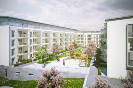 läge med balkonger vinklade mot söder för att fånga