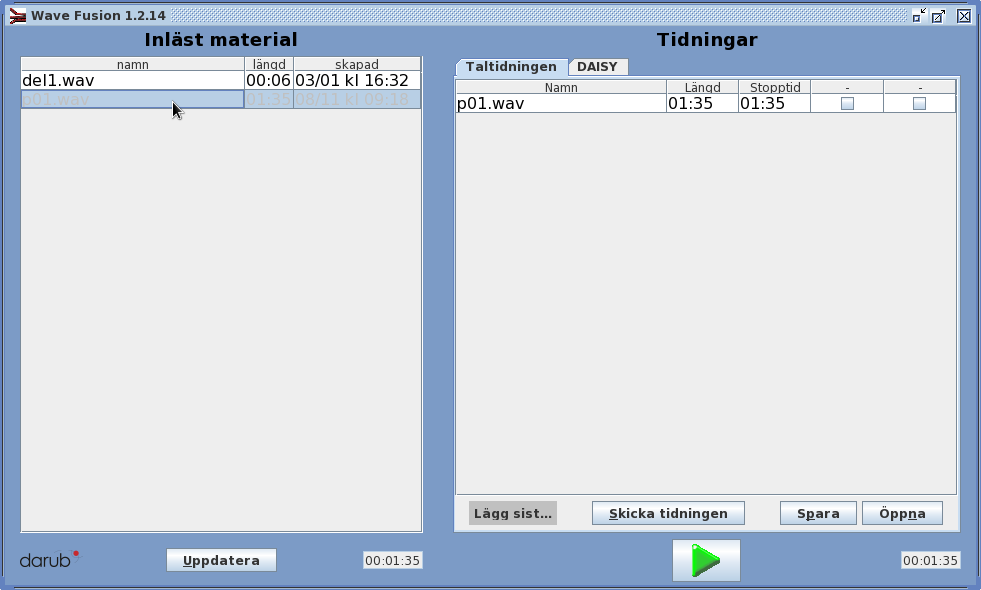 Manual för publiceringsverktyget WaveFusion Publiceringsverktyget WaveFusion är ett program på datorn som tar ljud, text och bild och skapar en publicering.