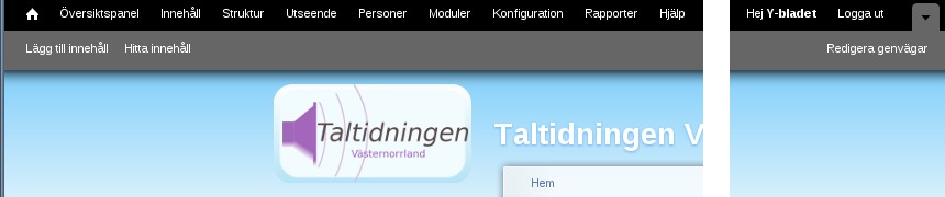 3. Fyll i användarnamn och lösenord. Användarnamn: redaktionen Lösenord: ettenkelt 4. Klicka på knappen [Logga in] under skrivfälten. Webbplatsen visas nu i redigeringsläge.