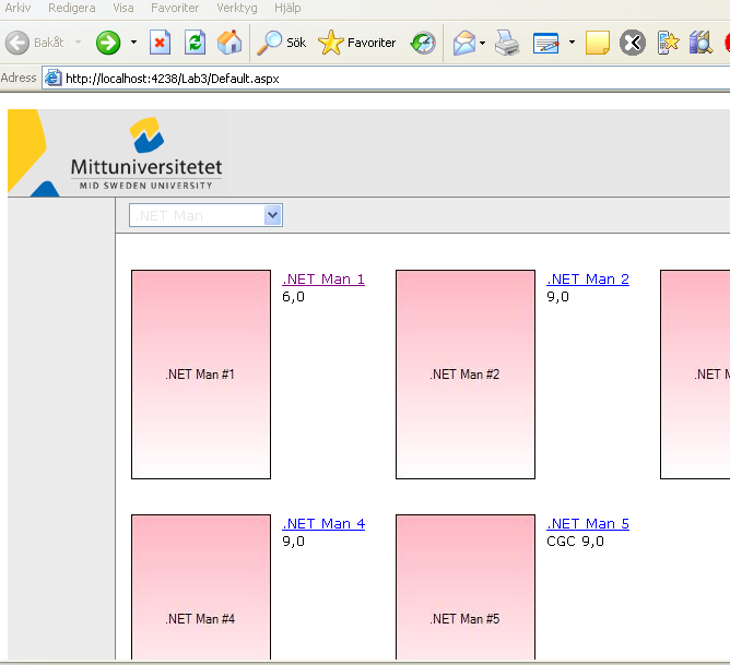 11 m. Klicka på en av boktitlarna och kontrollera så att Details.aspx visar detaljer för vald bok. n. Stäng webbläsaren och återvänd till Visual Studio. 4. Lägg till knappar för att byta vy a.