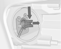 162 Bilvård Främre blinkers 2. Vrid glödlampan motsols och ta bort den från lamphållaren. 3. Byt glödlampan. 4. Sätt in lamphållaren i reflektorn och vrid den medsols.