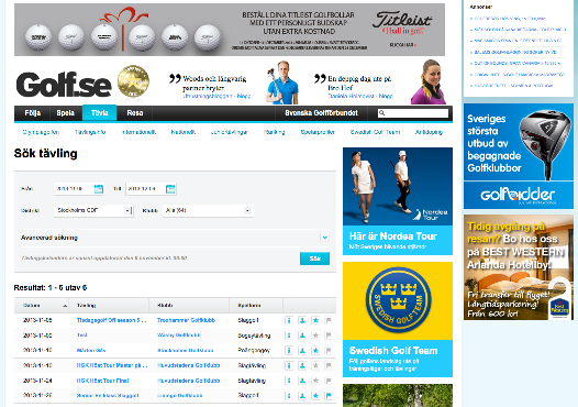 TÄVLA Under Tävla hittar golfaren allt som rör tävlingsverksamheten i golfens Sverige. De hittar information från de svenska tourerna och naturligtvis är det här tävlingskalendern finns.