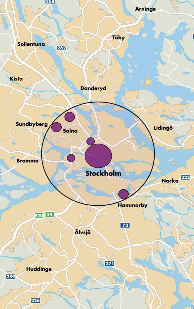 7 Portföljstrategi Förvaltning Bra hus i bra lägen ger låga vakanser Koncentrationen (allt inom en radie om 5 km) grund för hög effektivitet i