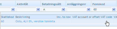 (övriga uppgifter, t.ex. kostnadsställe eller projekt, går nog att radera om man väljer den tomma raden efter att man raderat siffrorna, se bild).
