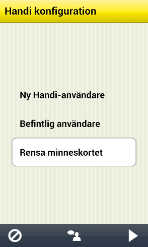 20. Välj typ av konfiguration (välj Rensa minneskortet för att ta bort all inlagd data) och tryck på Nästa.