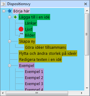 Gruppen för Visa/Dölja Använd gruppen Visa/Dölja för att välja vad som skall visas i den vänstra och högra panelen. Alternativt, klicka på X knappen i panelernas högra hörn för att dölja dem.