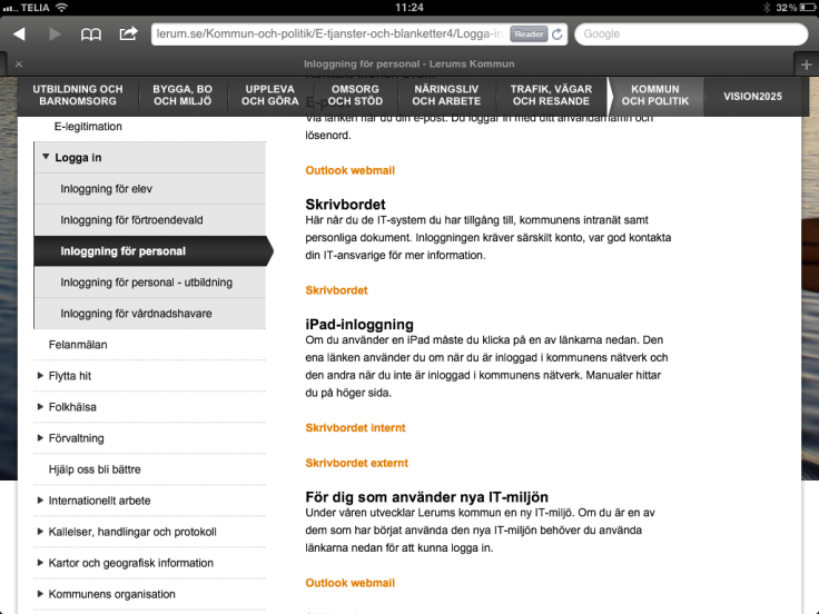 1. EXTERN ÅTKOMST TILL ADM-NÄTET Surfa till www.lerum.