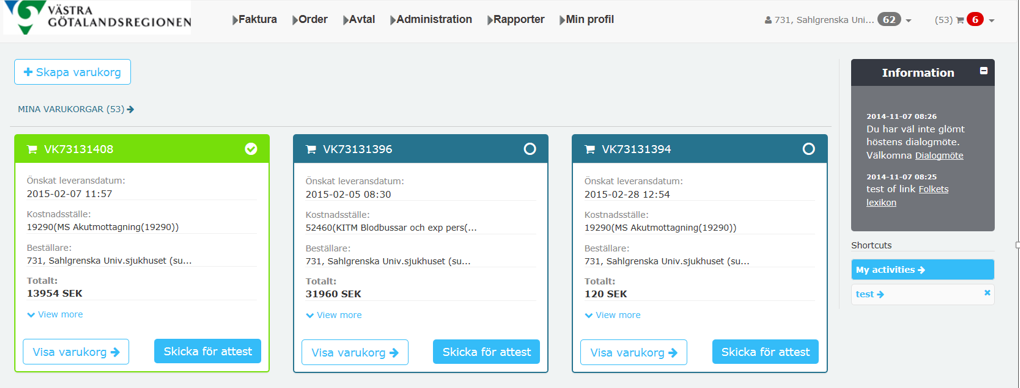 Informationsruta Här finns aktuell information som gäller Marknadsplatsen. Kontaktuppgifter I sidfoten finns kontaktuppgifter och länkar.