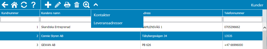 Registrera färdigt och spara när du är klar. Den nya kunden kan nu användas för registrering av nya order i din enhet och i Entré.