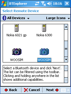 Om du får följande felmeddelande: Manual Cashier...eller om det inte finns någon ikon med namnet WOOSIM måste en ny koppling mot skrivaren göras. Välj File -> New Connection.
