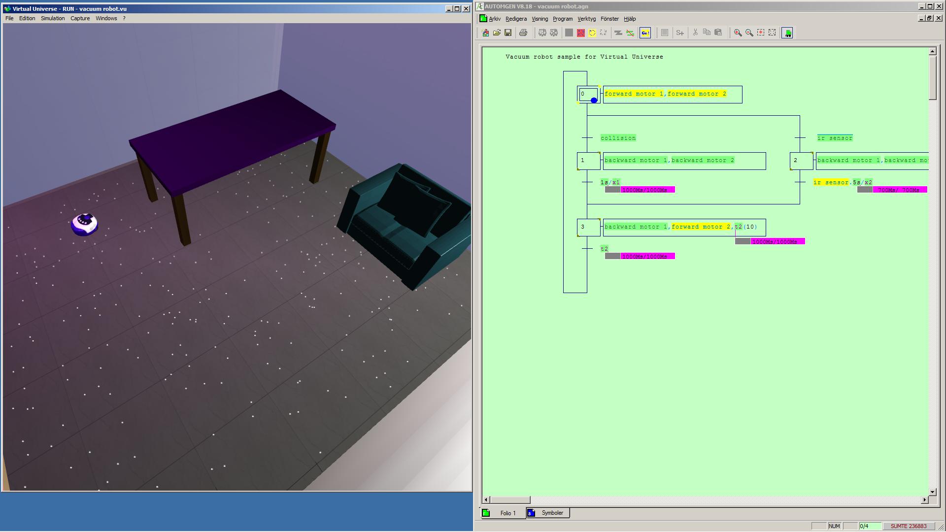 Grafisk 3D-simulering av maskiner