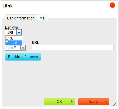 Länkar Länka till en nygjord sida Kopiera url:en från förhandsvisningen av sidan. Lägg in länken med länkverktyget. Här lägger du in url:entill den sida du vill länka till.