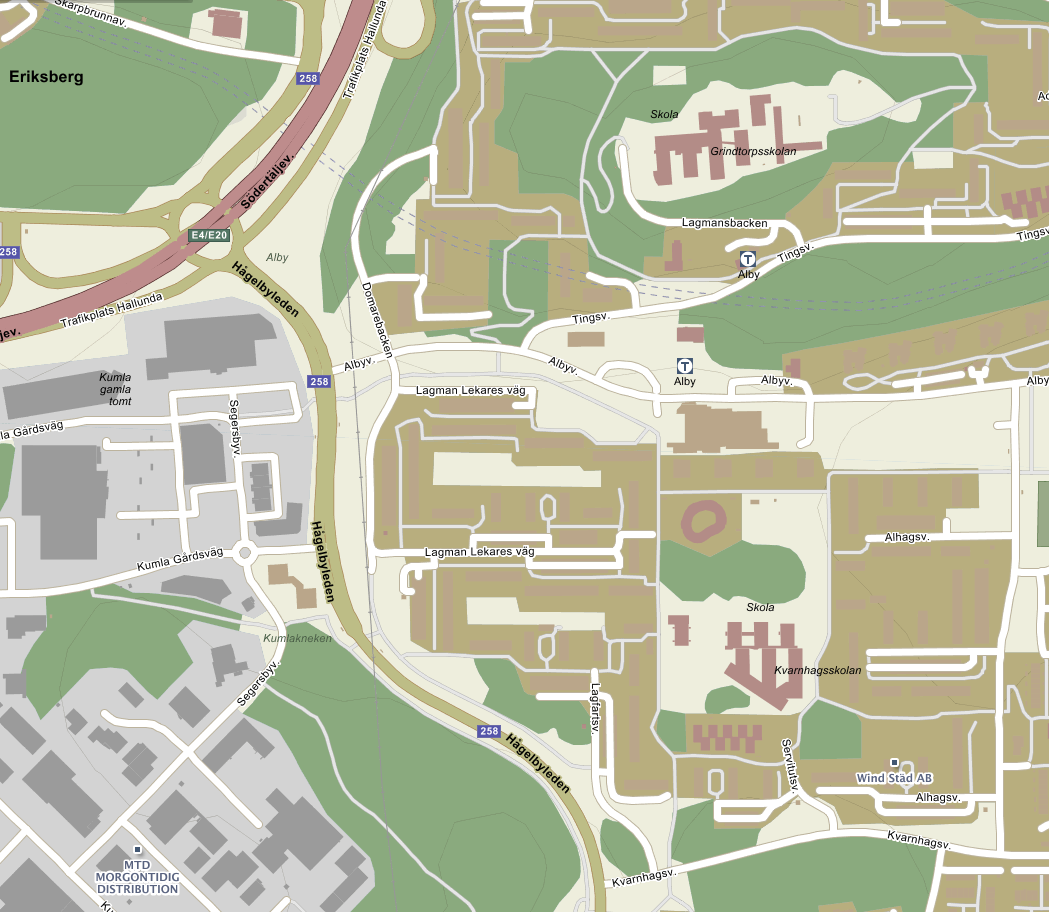 Entréer och målpunkter 20 Entréer till området i form av tunnelbana, busshållplatser, parkeringsplatser och större målpunkter Tunnelbana T B Busshållsplatser E T B P Parkering E Målpunkter E E P T B