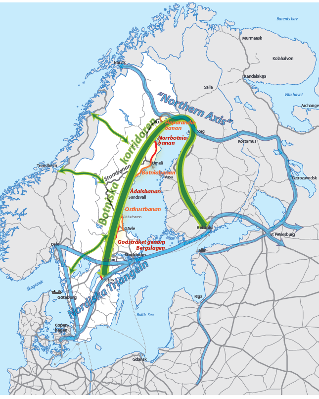 effektiva transporter beaktas. Väl fungerande korridorslösningar med effektiva transportnoder är oerhört viktig för att kunna uppnå de mål som besöksnäringen har.