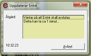 När nerladdning sker syns detta uppe till höger i rutan. Entré avslutas/stängs automatiskt när nerladdning är klar.