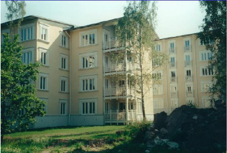 Studerad byggnad -exempel Trästomme Byggd 1995 4 våningar 16 lägenheter 1190 m 2 Fjärrvärmd Från 119 till 40 kwh/m 2 och år för uppvärmning av