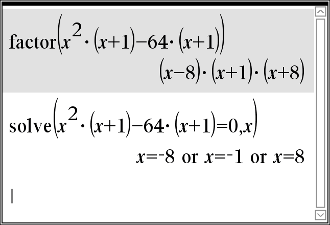 x= - 1 eller x= - 8 eller x = 8. Man kan naturligtvis lösa den med räknarens solver.