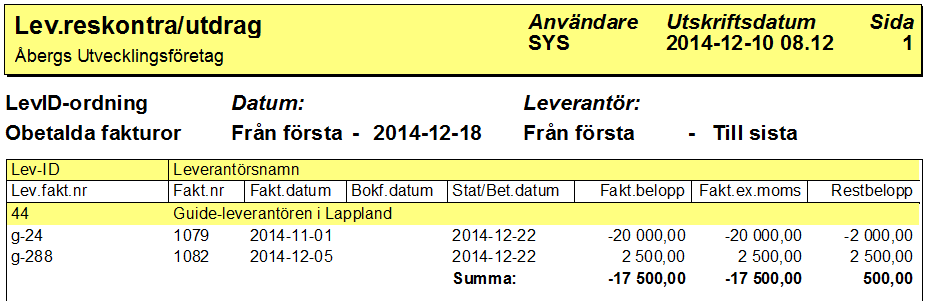 beloppet på kreditfakturan eftersom den nu används i sin helhet. Markera den bara så att den kommer att användas.