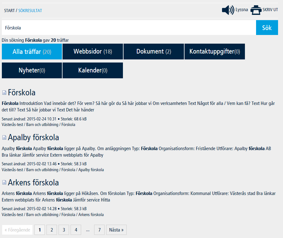 Sök, SiteVision