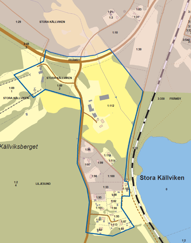 VERKSAMHETSOMRÅDE Det finns ett förslag på avgränsning av verksamhetsområde, inritat med blå linje i bilden nedan.