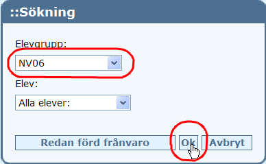 Första raden på respektive elev visar den anmälda frånvaron. Därefter listas de frånvaroposter med ogiltig orsak som sammanfaller med anmälan.