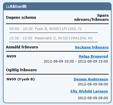 En sammanställning över vilka elever som har ogiltig frånvaro visas på