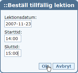 Tillfällig lektion Om man gör ett studiebesök eller gör annan tillfällig schemaändring kan man begära en kopia av en schemalagd lektion. Gå till Klassrummet Registrera frånvaro.