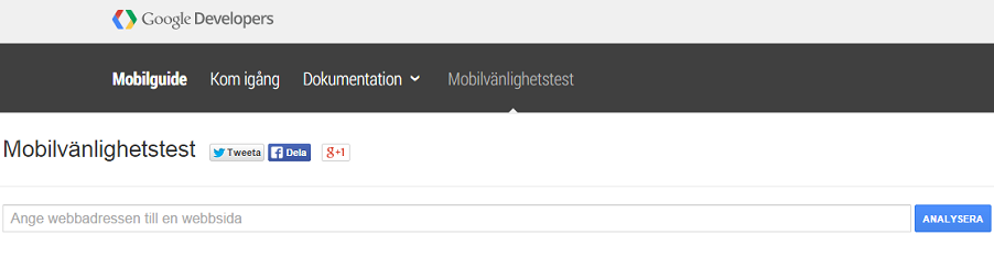 3.3.3.1 Google mobilvänlighetstest Google erbjuder utvecklare en tjänst [11] som används för att analysera om en webbplats är mobilanpassad och användarvänlig.