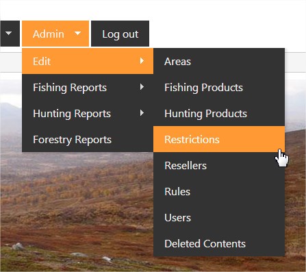 Lägg till/ändra Restriktioner Logga in som administratör i NatureIT Klicka på Admin, Redigera och Restriktioner Nu får du upp en bild liknande denna: Har du många restriktioner kan du Filtrera.