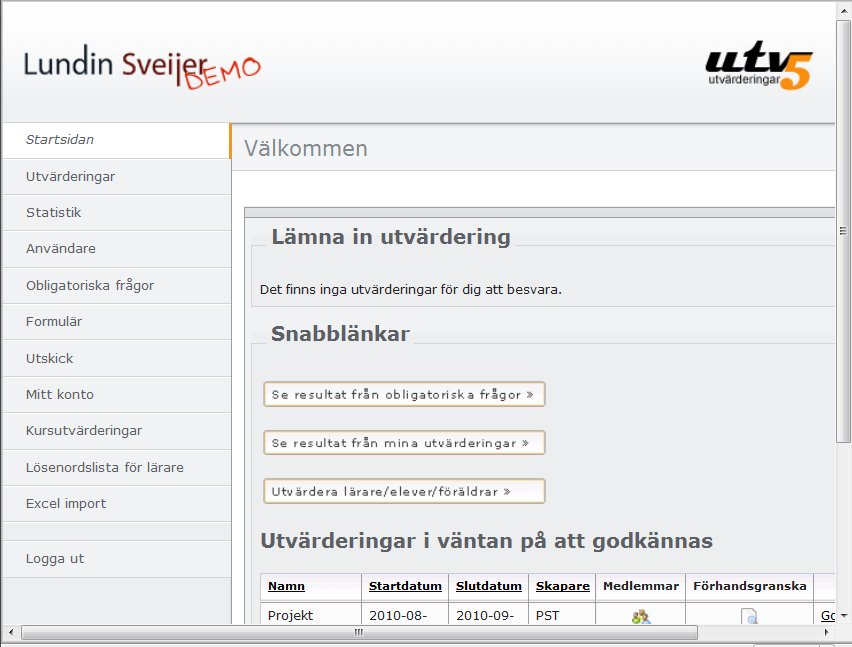 Logga in som rektor/admin.