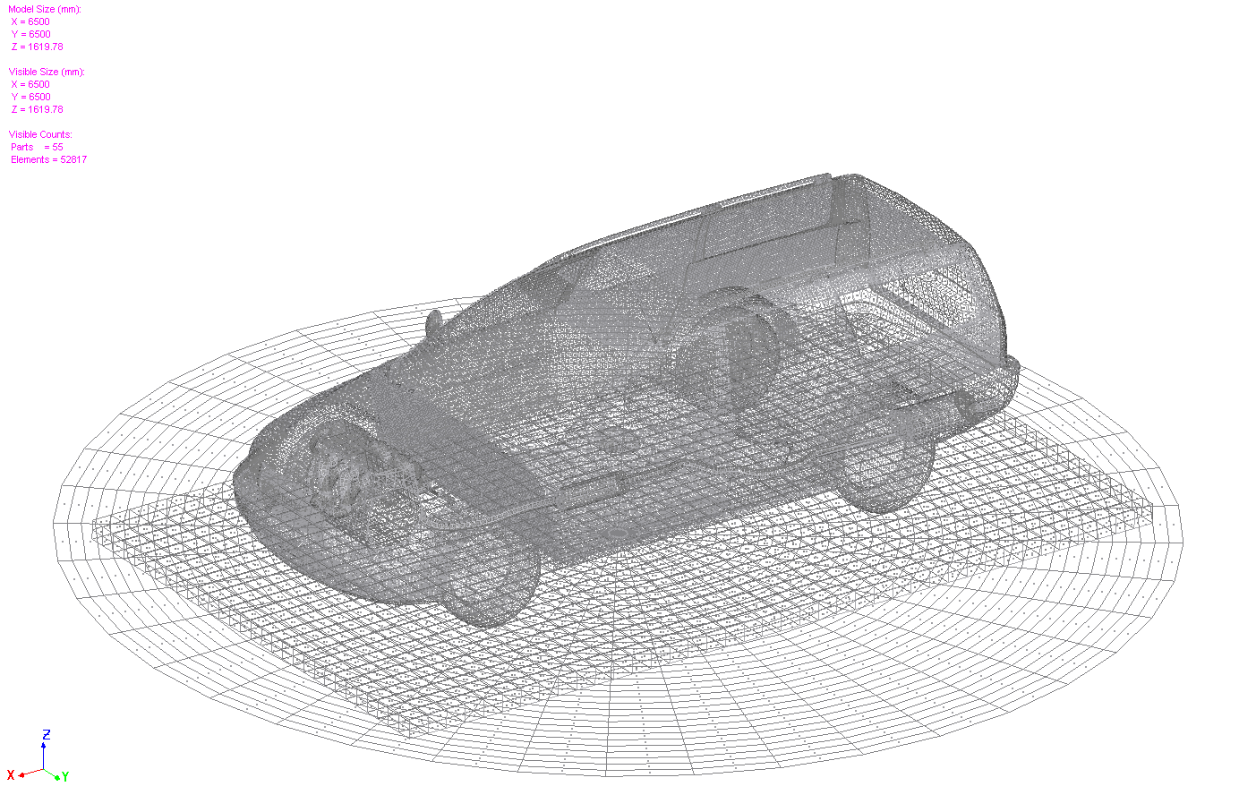 Figur 8. Geometri för personbilen som använts för simuleringarna i RadThermIR. 4.