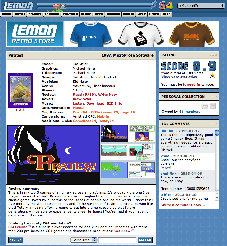 Ladda hem favoritspelen 2 Internet formligen myllrar av spel och demo-versioner som du kan ladda ned till Commodore 64-emulatorer. Sajten C64.com (www.c64.com) har exempelvis en massiv samling spel.