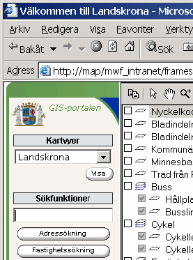 4. Funktioner längst ner (under kartan) Under kartan visas lite olika typer av information.