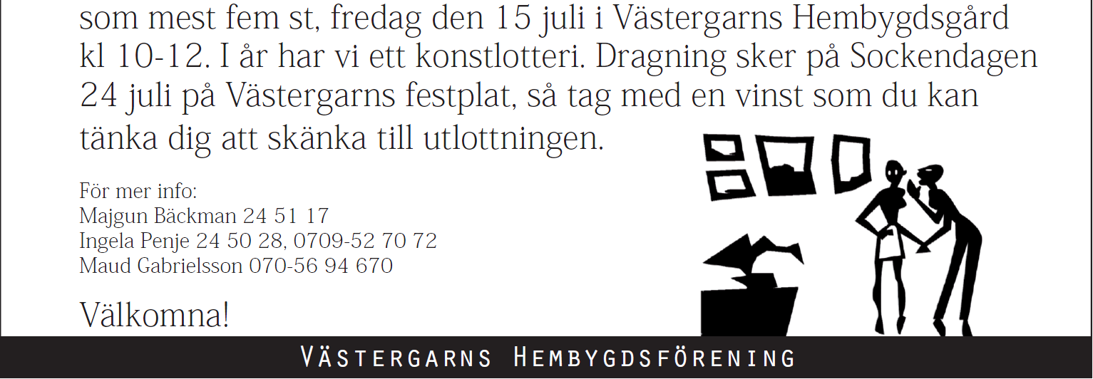 Sockendag på Västergarns festplats söndagen den 24 juli kl.