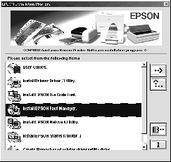 . Dubbelklicka på Install EPSON Font Manager (Installera EPSON Font Manager) i dialogrutan som visas.