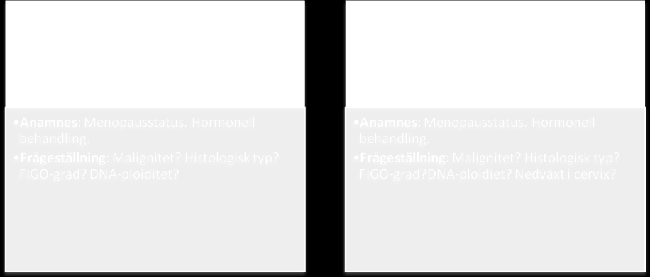 Diagnos och utredning Postmenopausal blödning (PMB) är det vanligaste symtomet vid endometriecancer.