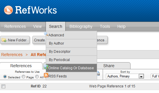 Importera referenser i RefWorks 1.