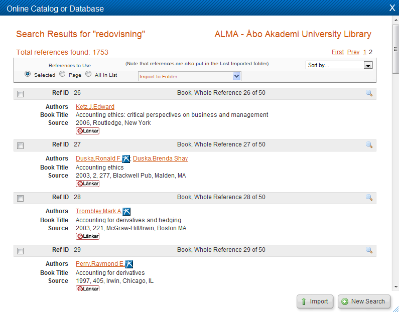 Importera referenser i RefWorks 5.