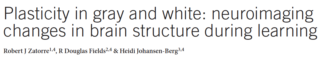 Alltså: erfarenhet påverkar vuxna hjärnans struktur (områden & förbindelser) = plasticitet Forskningsintensivt