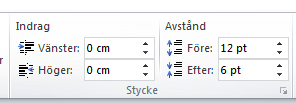 Radavstånd och Styckeavstånd När man skriver en längre text är det viktigt att den är luftig. Då ska man tänka på radavstånd och styckeavstånd.